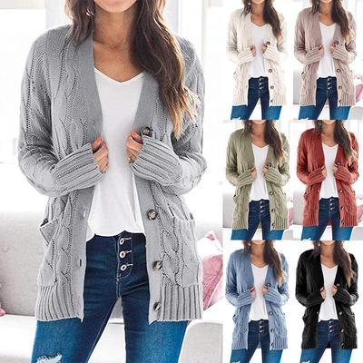 2025 Autumn/Winter Women's V-neck Single-breasted Long Sleeve Knitted Cardigan Sweater