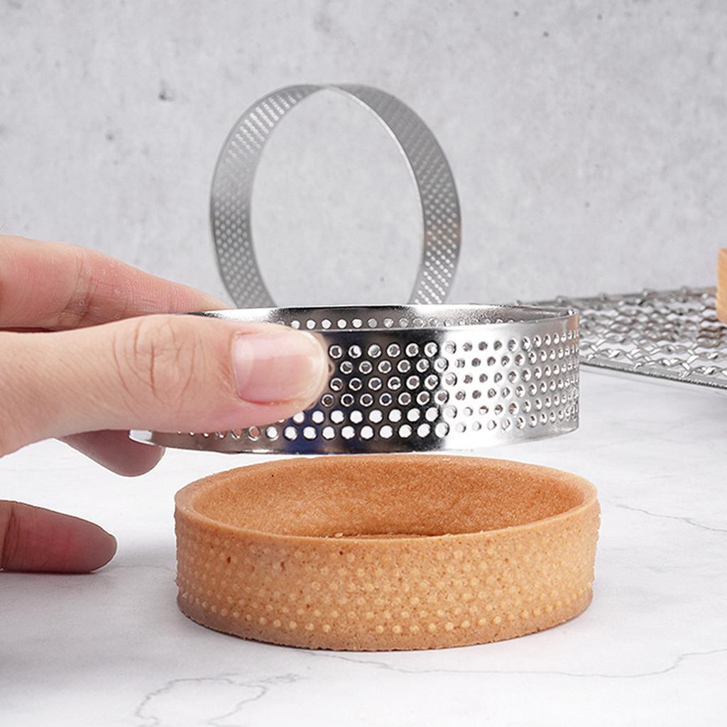 304 Stainless Steel 5pcs Thickened Perforated Baking Tools High Temperature Resistant Mousse Cake Circle Set Non Stick