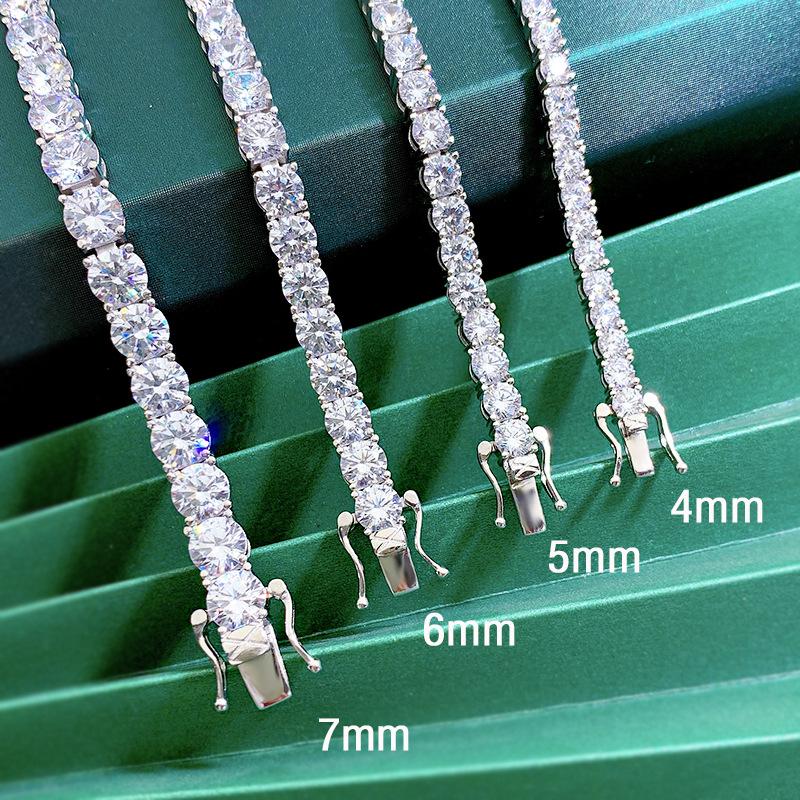

Longlong Gold Jewelry 925 Silver High Carbon Diamond Bracelet, Unisex, 4-7mm, European & American Style 925 Silver