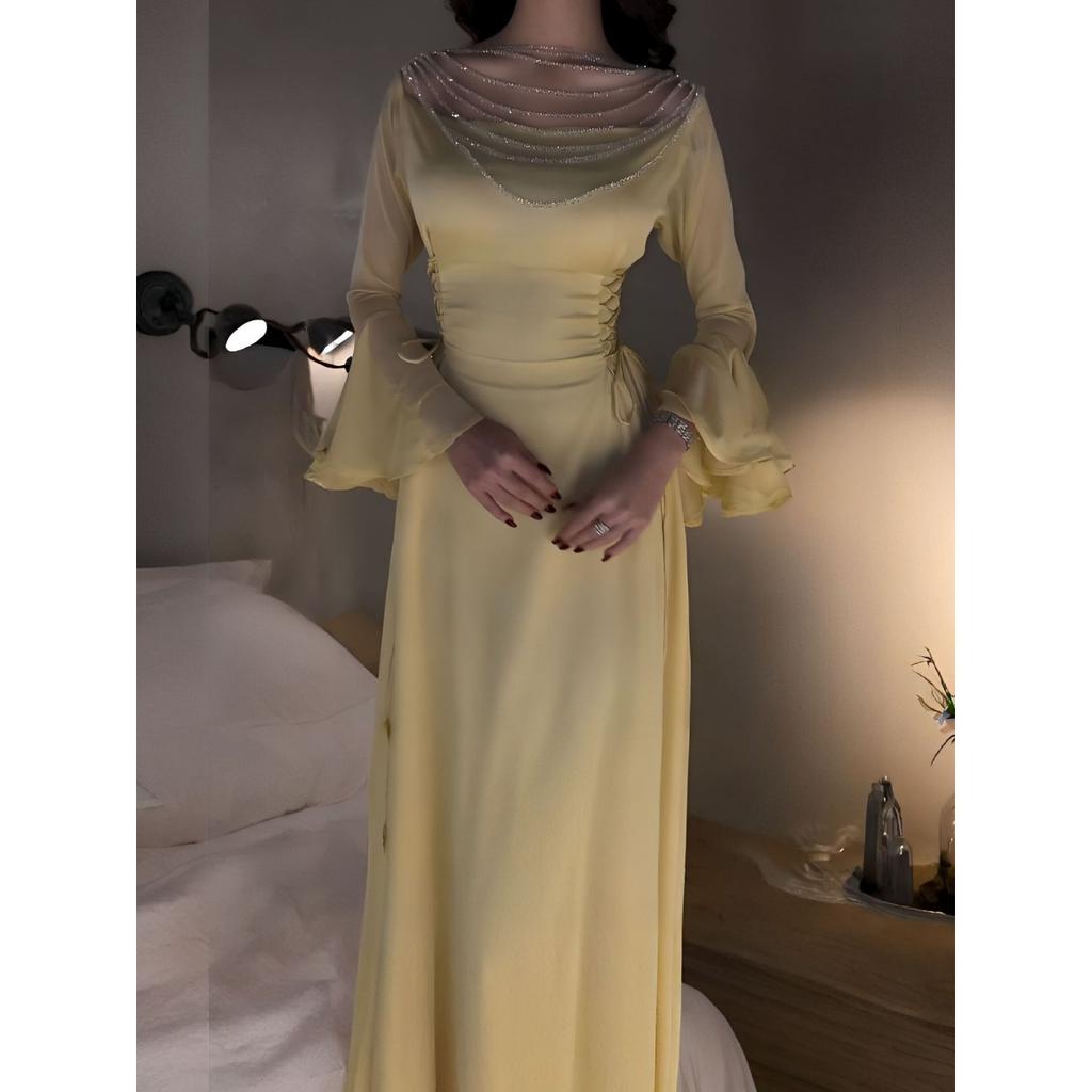 Spring Summer Women's Sexy Beaded Chain Lace-up Dress for European American Crossborder