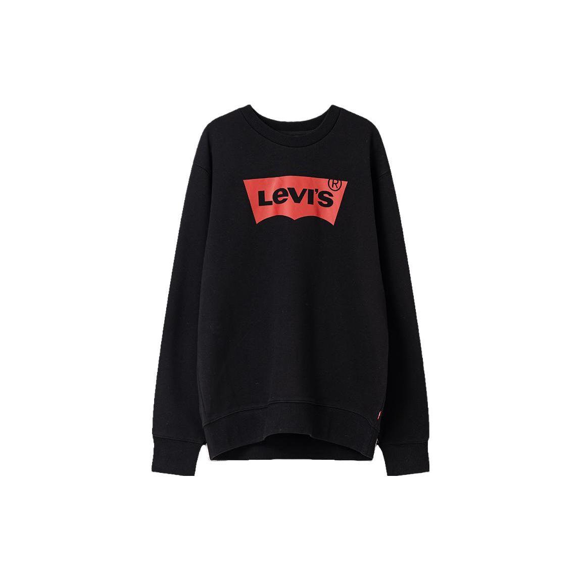 

Levis Letter Print Crew Neck Pullover Long Sleeve Hoody Men Hoody Black A4957-0000 S