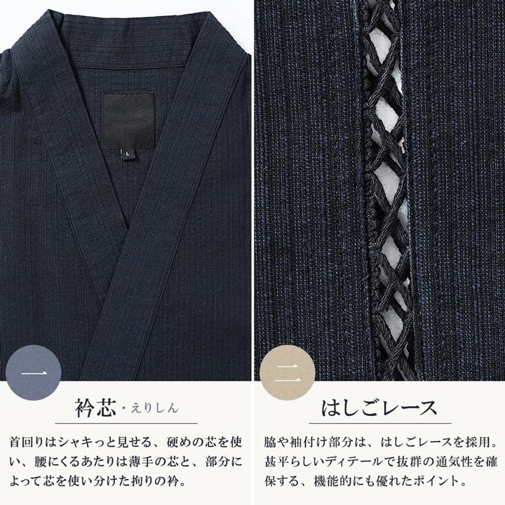 Jinbei M A Aiyoame Jinbei Top and Bottom Japanese Shijira Perfect for Summer Fireworks [JIGGYS SHOP] (Jinbei) Men's Set, 100% Cotton, Clothing,