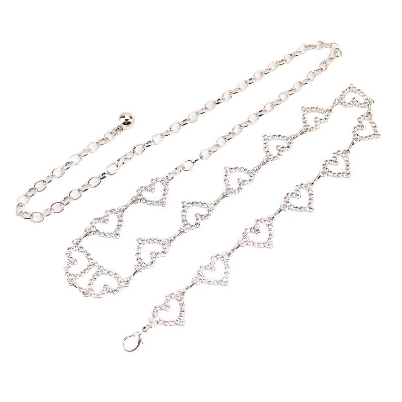 Giftable Rhinestone Heart Waist Chain Adjustable Tassel Women Jewelry for Dress Jeans Birthday Gift for Girlfriend