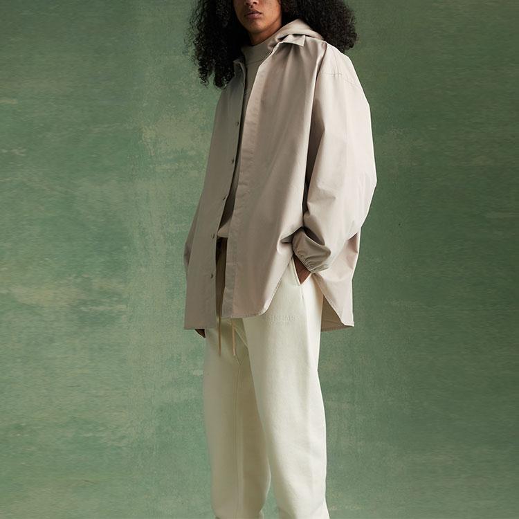 Fear of God Essentials Button Down Shirt Silver Cloud Men Tops Grey 186BT234022F