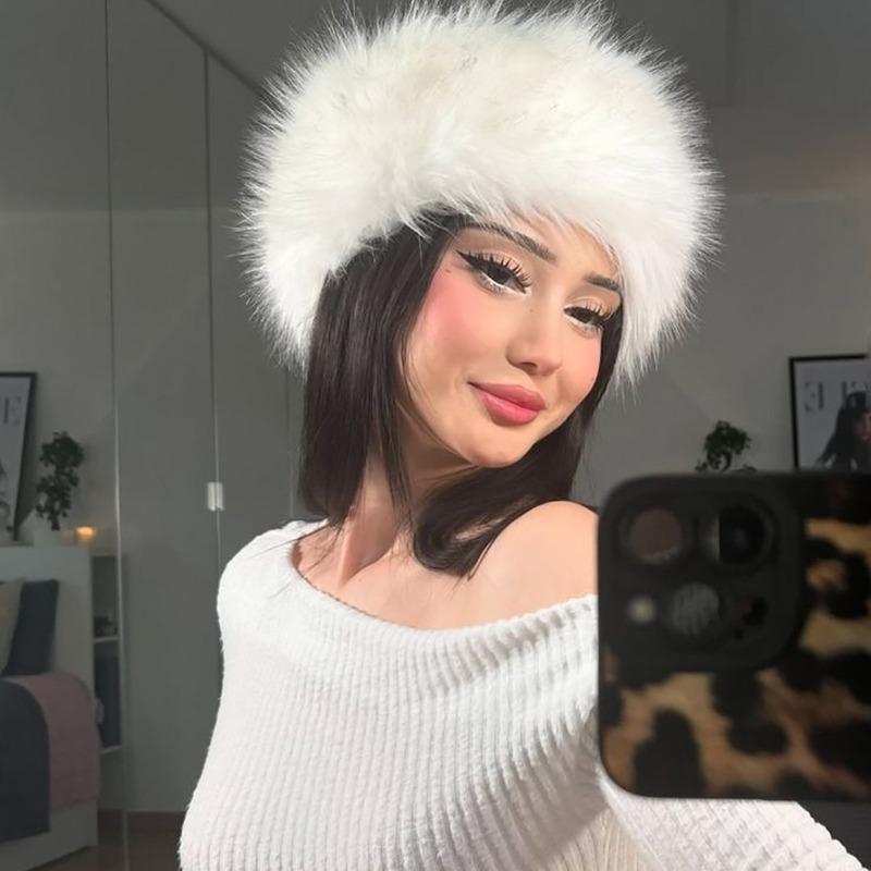 Autumn and Winter Plush Headband Imitation Fox Hair Topless Hat Thermal Hair Accessories Wide Edge Elastic Ear Protection Imitation Fur Headband