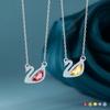 Colar de Cisne em Prata S925 para Mulheres Corrente para Clavícula com Cristal Multicolor Joia da Moda