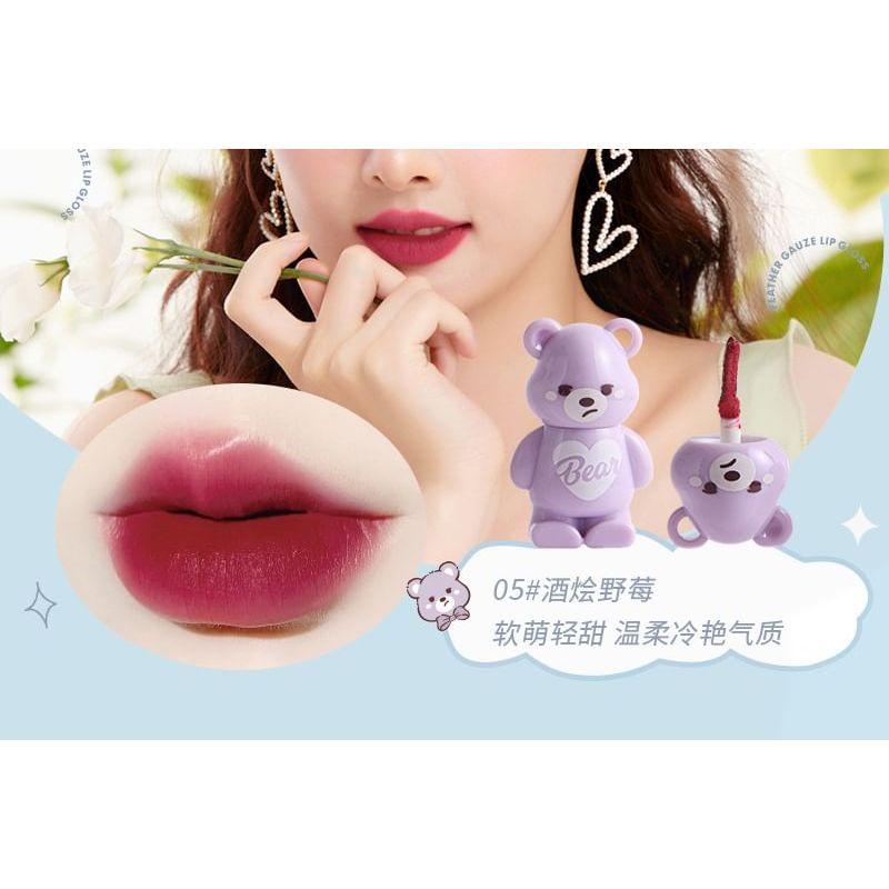 MANSLY - Cute Bear Keychain Feather Lip Mud - 4 Colors