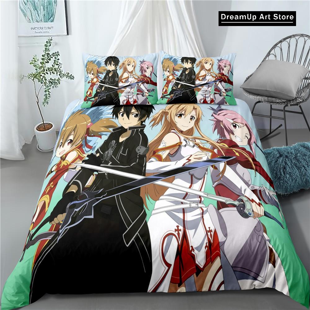3D Print Fashion Anime Sword Art Online Bedding Set Boys Girls Twin Queen Full Size Duvet Cover Pillowcase Bed Adult Bedroom