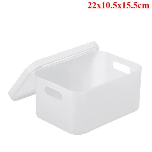 Lidded Frosted Plastic Cosmetic Organizer-Divided Desktop Storage Box for Masks,Makeup&Vanity Countertop,Multi-Purpose Organizer