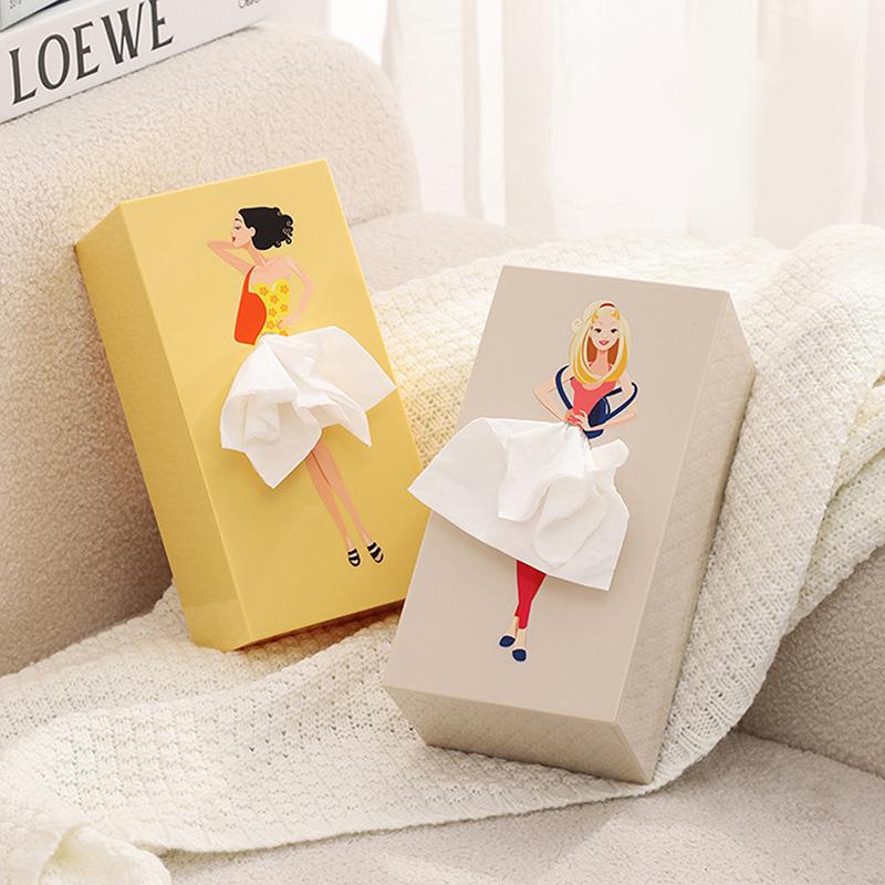 Creative Girls Flying Skirt Tissue Box Puffy Skirt Tissue Box Desktop Face Tissue Holder Organizer Home Decorative Ornament