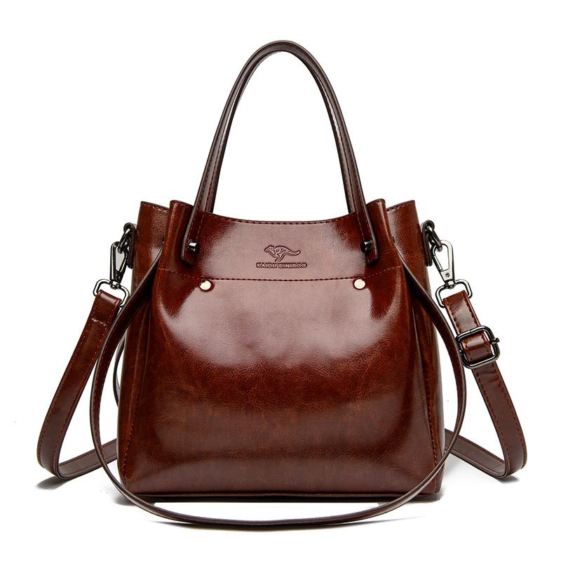 

Женская сумка через плечо Стильная атмосфера для женщин среднего возраста Широкий плечевой ремень Одно плечо Сумка темно-коричневого