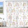 Kids Shower Curtain Girls Rainbow Dinosaur Dino Funny Fairy Animal Cartoon Cute Horse Pink Flower  Inch Lovely Rabbit Bathroom
