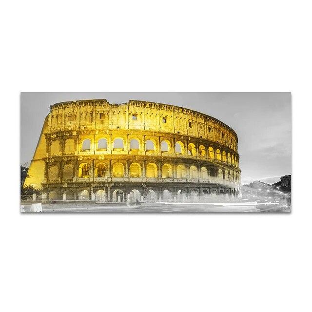Golden New York City Manhattan Building Grande Moschea della Mecca Dipinto su tela Parigi Poster Immagine di arte della parete Decorazione del soggiorno Senza cornice