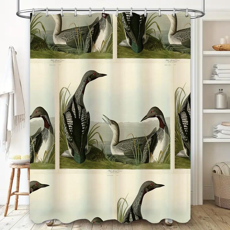Nature Inspired Bath Curtain Handcrafted Print Design for Bathroom Decoration 72x84 Inches Waterproof Shower Curtain Set with Ho