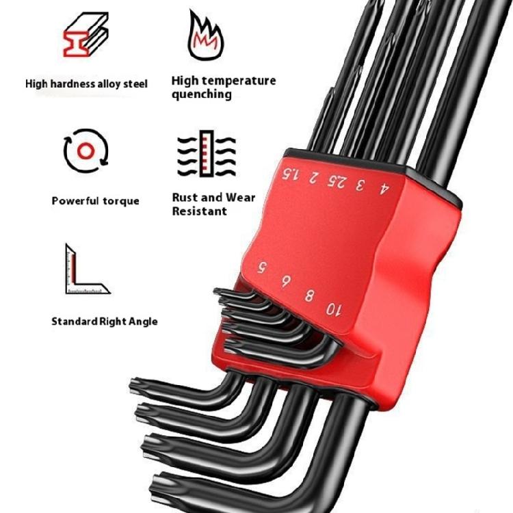9pc NonSlip Torxs Star Wrench Hex Key Tool With Polishes Edges For Secure Fastener Engagement And Longevity Spanner