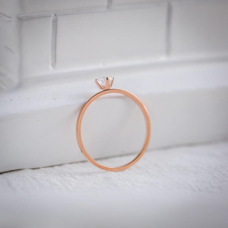 Wenjian Koreanischer Vier-Krallen Mikro-Pavé Einzelner Diamant Roségold Titanstahlring für Damen