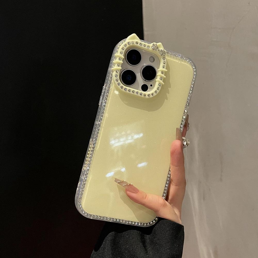 Bonbonfarbe Glitzer Diamant Katzenohren Handyhülle Für iPhone 17Air 16 15 14 13 12 11 Pro Max Plus Stoßfeste Schutz-Rückseite