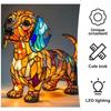 Dachshund Lamps - Retro Dogs Stained Resin Tabletop Night Light, Dog Series Art Night Light, 3D Cute Pet Dogs Themed Lamp Stained Glass LED