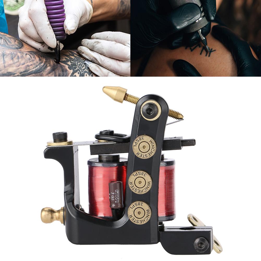10 Wraps Professional Alloy Tattoo Machine Copper Coils Tattoo Shader Machine  Gun
