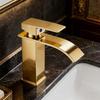 Gold Waterfall Basin Faucet - Vessel Sink Mixer Tap for Bathroom, Hot & Cold Water Home Use