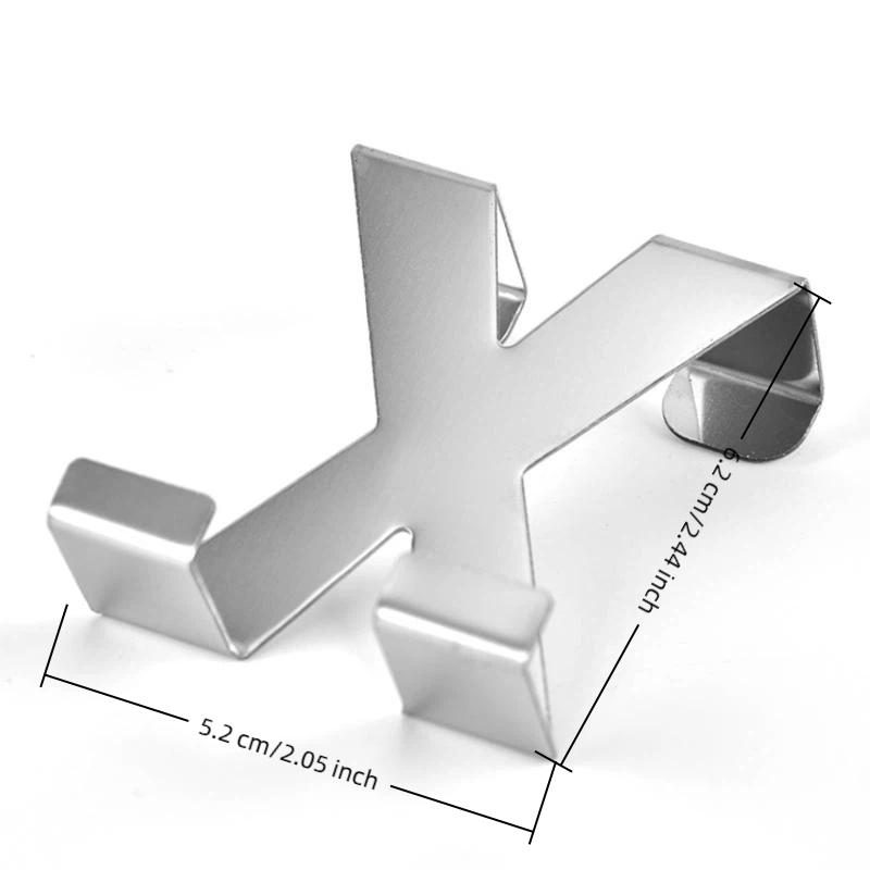 X-Shaped Bathroom Over Cabinet Hook Stainless Steel No Drill Hanger for Kitchen Home Coat Towel Organizer