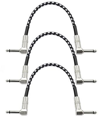 Set of 3 15cm Conductor Shielded Guitar Cables with Noise Pedal Resistant Black and Reduction, L/L Plugs, Shielding, Corrosion-Resistant,