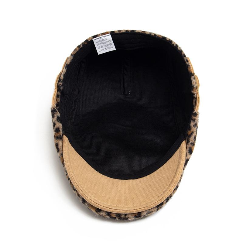 Fashion Leopard Print Beret Women Autumn Winter Thick Warm Hats Trend Hip Hop Female Hat Vintage Berets Adjustable