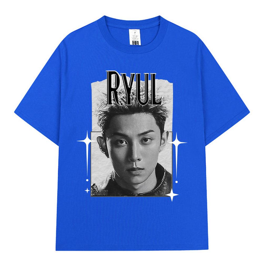 Korean Kpop Hip Hop Group Lngshot RYUL T-shirt Men Women Clothing Fashion Harajuku Oversized Cotton Short Sleeve Tees Fan Gifts