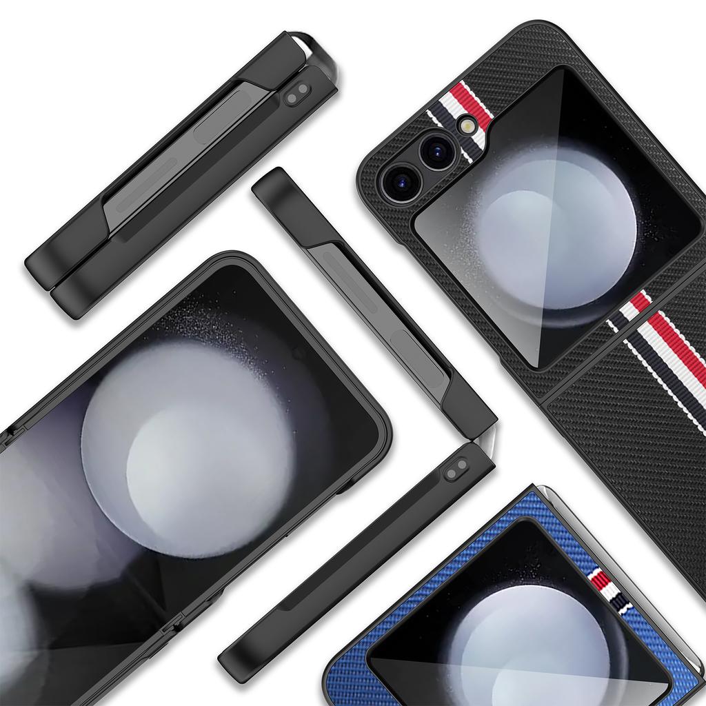Carbon Fiber Fashion Business Case for Samsung Galaxy Z Flip6 5G Flip 6 5 Flip5 Flip4 Flip 4 3 Flip3 Anti-slip Covers