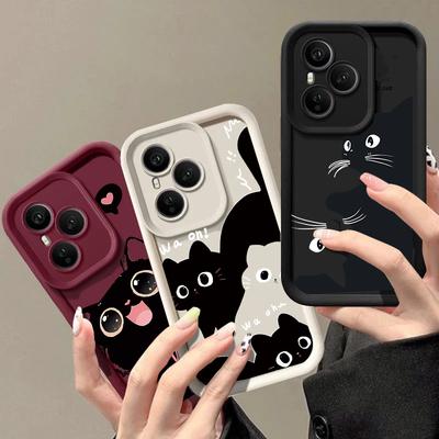Süße Schwarze Katze Hülle für Huawei Honor 400 Pro 200 90 Lite Honor X7D X9D Magic 7 Lite Cartoon Tier Weiche Matte TPU Handyhülle