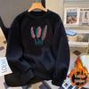 Women's Extra Large Round Neck Print Hoodie - Autumn/Winter 2025 Loose Fit Pullover