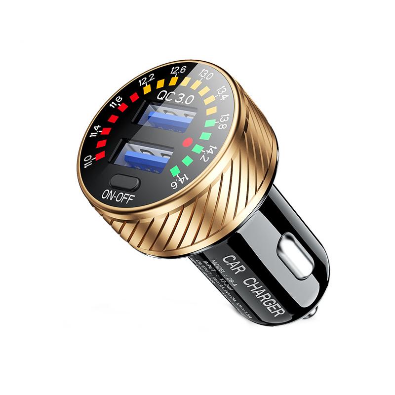 12 24V Dual USB Car Charger QC 3.0 Waterproof 18W Fast Charging Marquee Light LED Voltmeter ON OFF Switch Car-charger Adapter