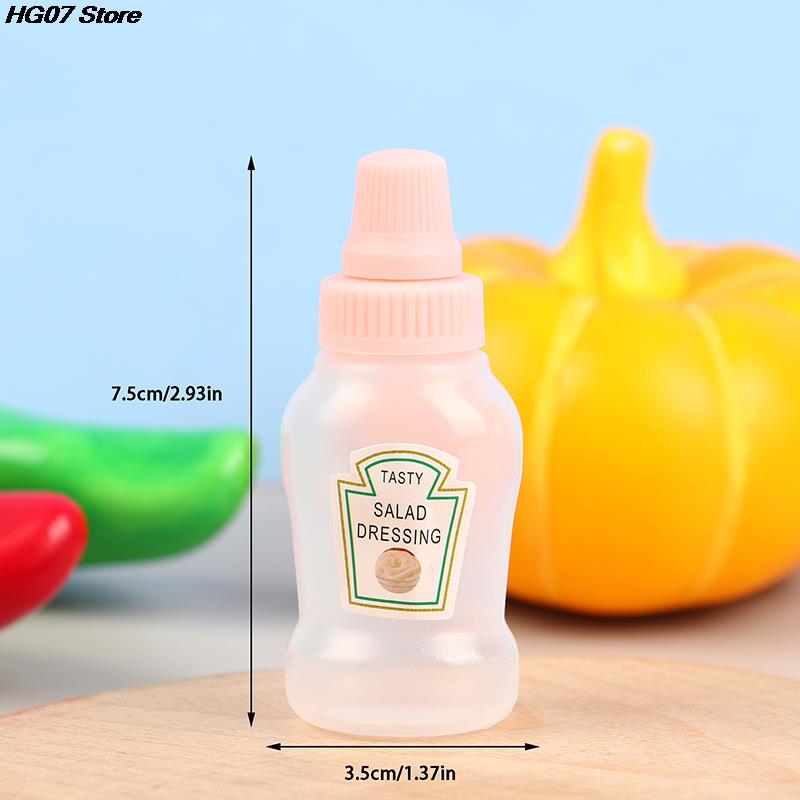 1PC 4Pcs Mini Cute Tomato Ketchup Bottle Portable Small Sauce Container Salad Dressing Container Pantry Containers For Bento Box