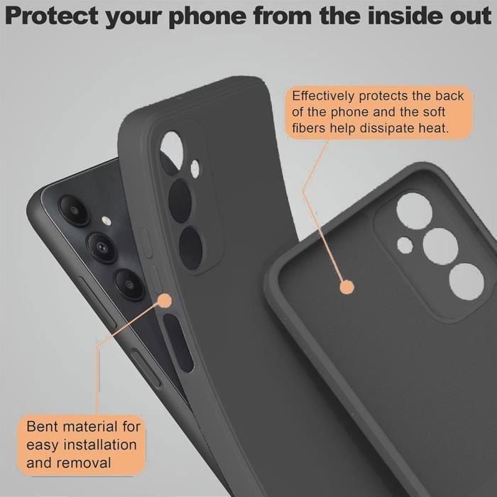 Case -BOOLING - for Samsung Galaxy A15 5G - Matte Black - Silicone Protection - 2 Tempered Glasses