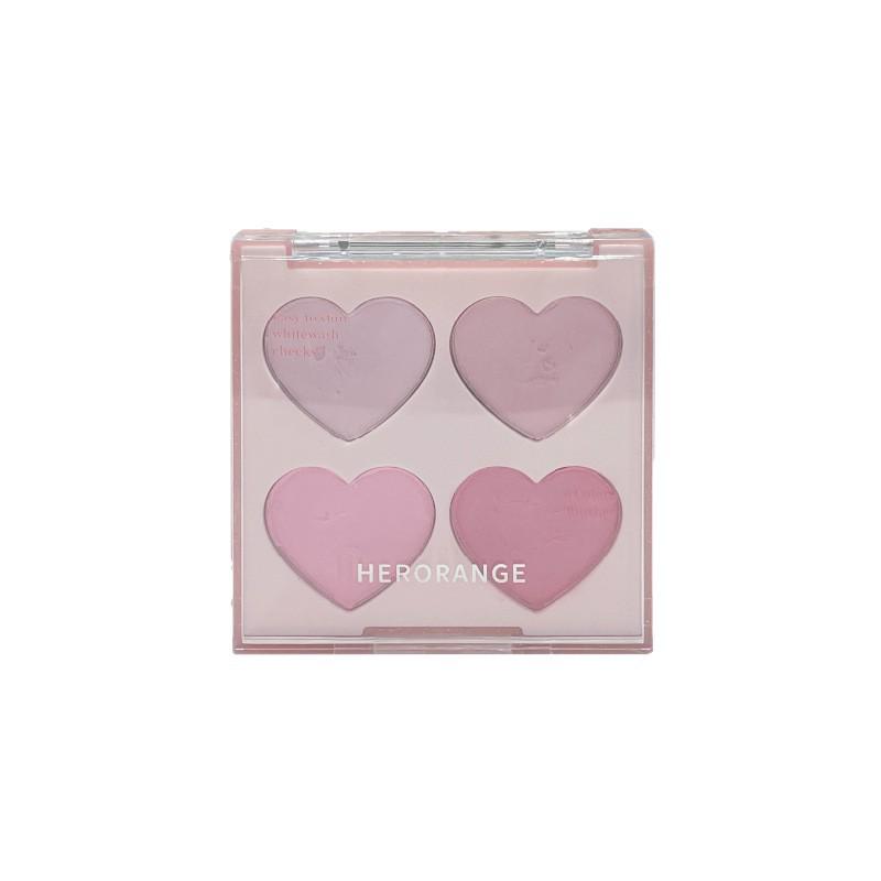 HERORANGE Sweet Talk Blush: A Delicate Four-color Powder That Enhances Complexion with a Natural, Low-saturation, No-makeup Look.