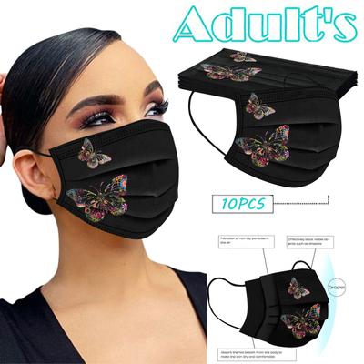 Vuxen Kvinnor Man Engångs ansiktsmask Industriell 3Ply Ear Loop 10PC