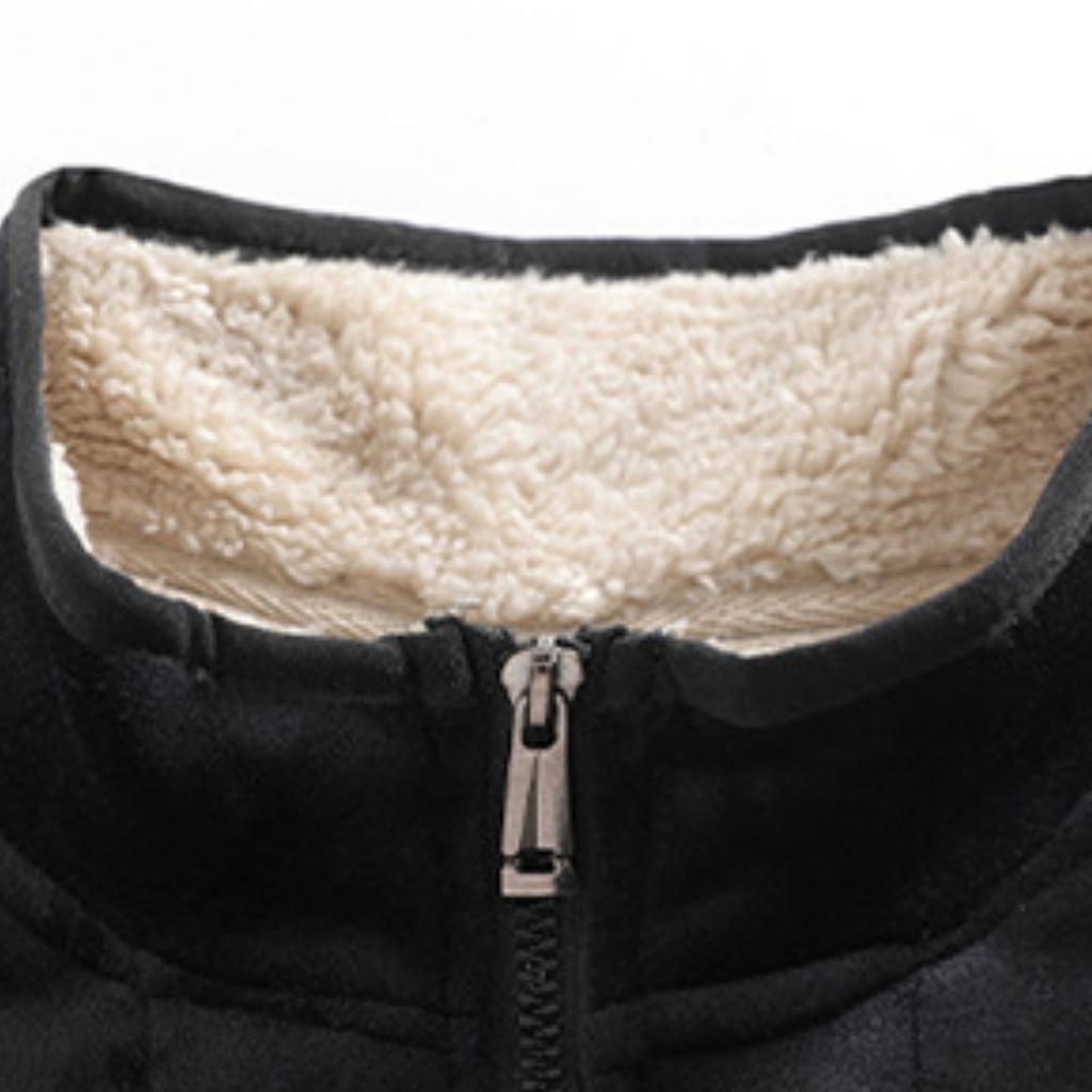 Men's Casual Fleece Solid Color Zipper Vest, Men's Stand-up Collar Lambskin Stand-up Collar Vest