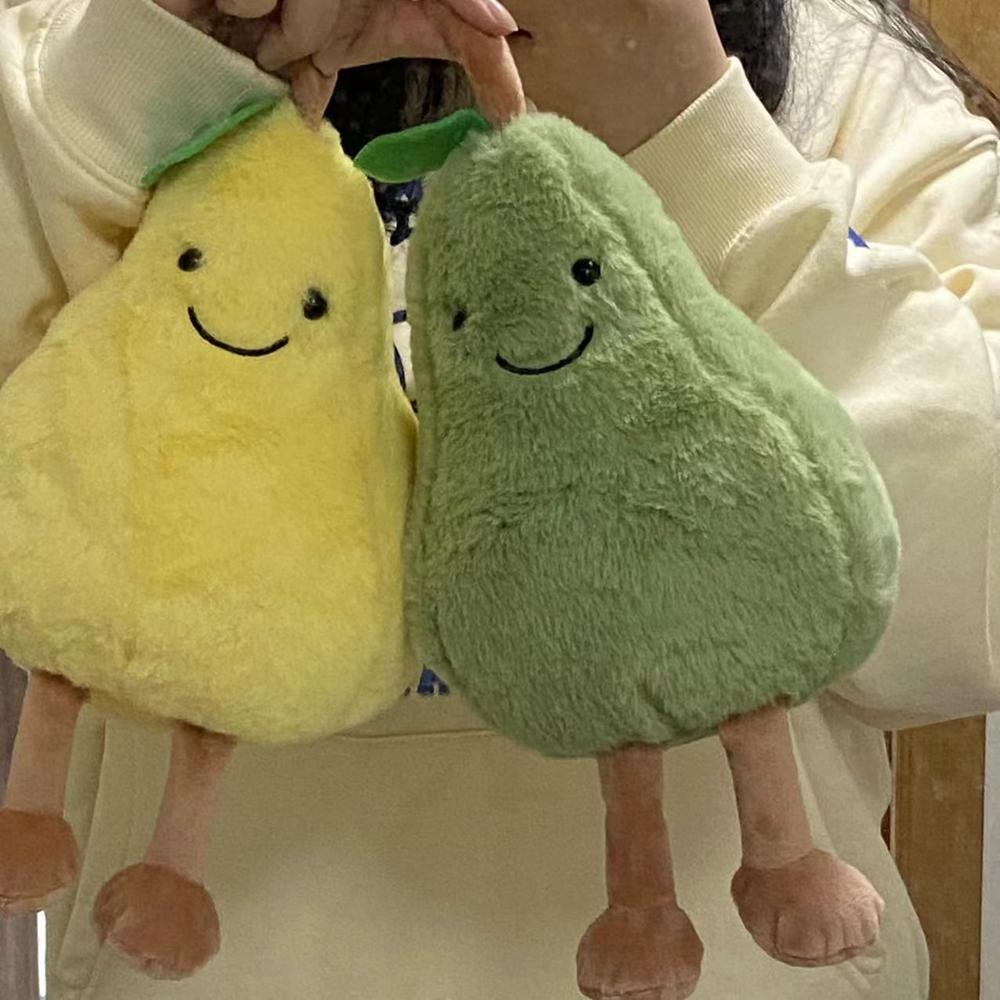 Jucărie de pluș cu pere de fructe super moale de 23 cm de înaltă păpușă Kawaii verde galbenă pentru cadou de Crăciun pentru aniversarea copiilor