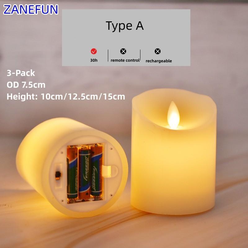 3PCS Flickering Swinging Flameless LED Candles Long Lasting USB Pillar Candle Window Lamp Portable Atmosphere Lamp
