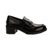 Cowhide Version Of Grape Mother The Same British Round Head Gold Coin Genuine Leather One-Pedal Thick-Heeled Loafers Women'S High-Heeled Small Leather