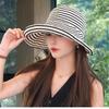 Foldable summer striped bucket hat new women's sun protection big brim sun hat versatile fashion sun hat