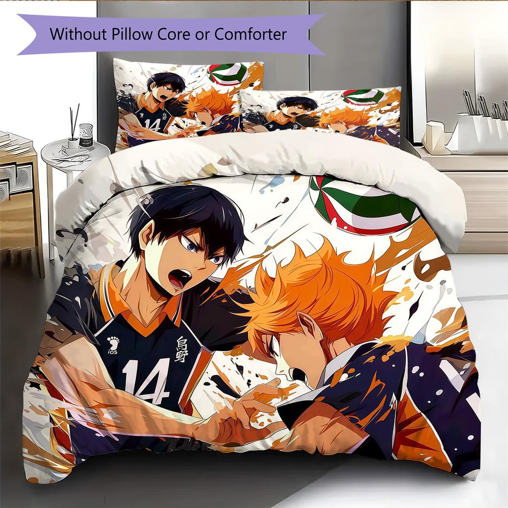 Haikyuu Pattern Bedding Quilt Set Home Decoration Gift (1 * Duvet Cover + 2 * Pillowcase Without Core)