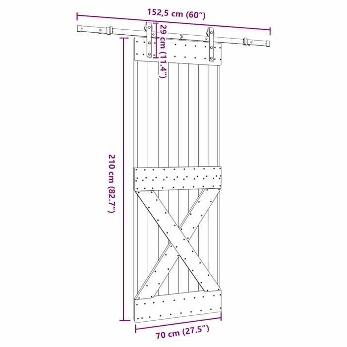 VidaXL Porte coulissante et kit de quincaillerie 70x210 cm pin massif 3332748