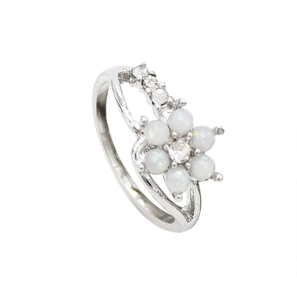 Elegant Opal Ring With Floral Design Stunning Women's Fashion Jewelry In White Color
