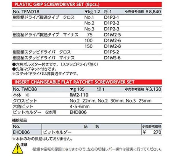 KTC Resin Handle Driver Plate Ratchet Interchangeable Driver Set TPMD18EM + (TPMD18, TMDB8)