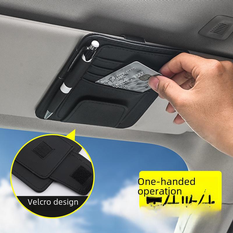 Organizator pentru parasolar auto - Suport multifuncțional pentru ochelari, carduri, legitimații, bilete.