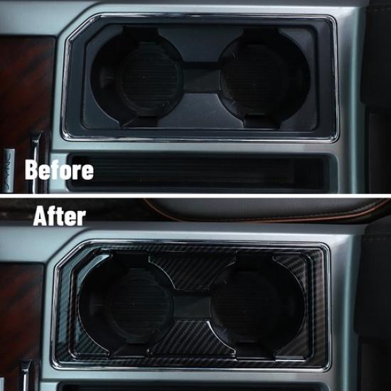 Carbon Fiber Front Water Cup Holder Panel Frame Trim Cover For Ford F150 2015 Up