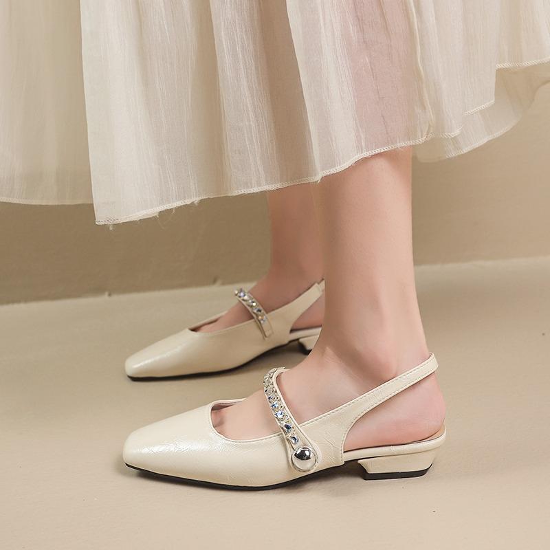 Mode 2025 Neue Mode Eckige Zehenpartie Premium Echt Sandalen Sommer Damen Sandalen Temperament Elegant Bankett Sandalen Trendig