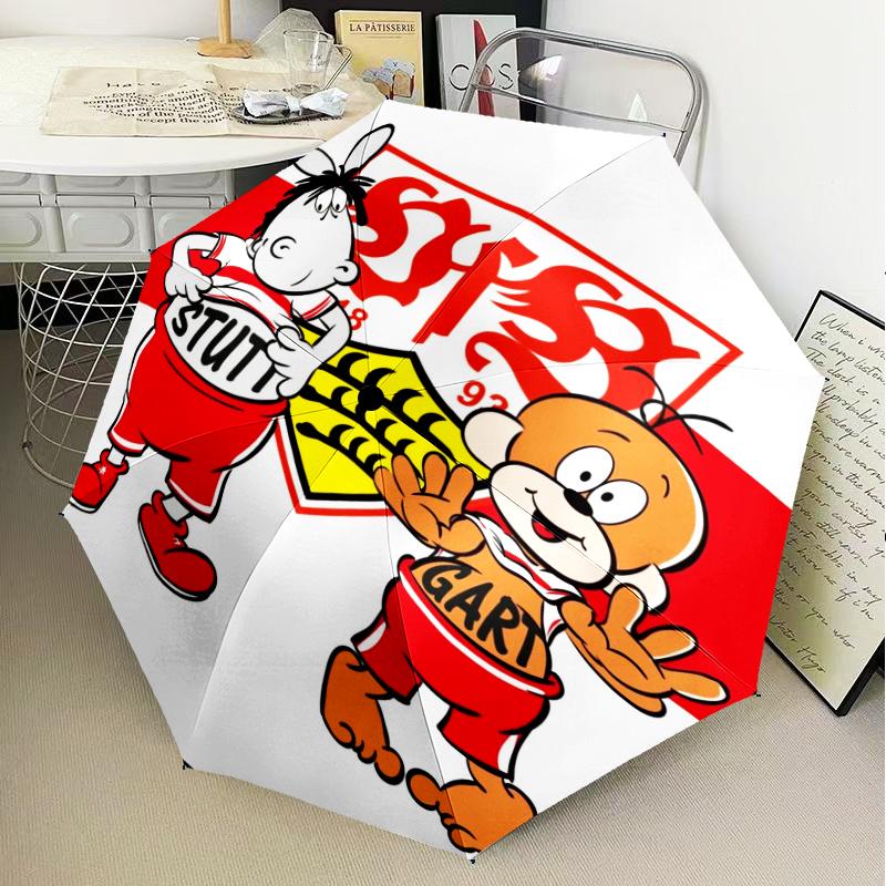 VfB Stuttgart Celebration Umbrella Folding Umbrella, Automatic Umbrella 8-Frame for Travel, Camping Use Gift for Halloween Christmas