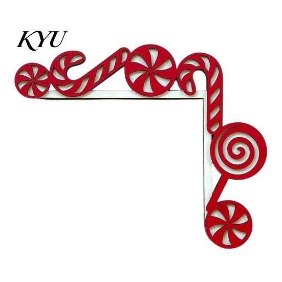 Gingerbread House Decor Christmas Wooden Door Corner Sign, L Shaped Festive Hanging Ornament Indoor Holiday Wall Art for Party, Santa Reindeer